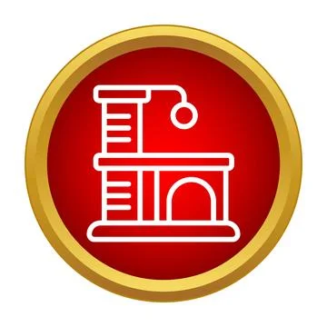 Cat tree scratching post house play icon Stock Illustration