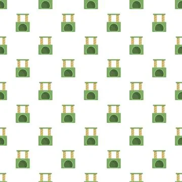 Cat tree scratching post pet furniture seamless pattern Stock Illustration