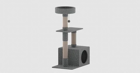 Cat tree scratching post rotation animation seamlessly loopable. 3D renderi.. Stock Footage 338329654