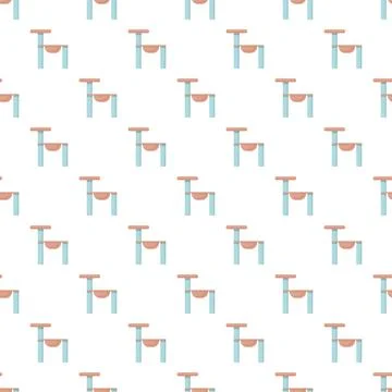 Cat tree scratching post seamless pattern design Stock Illustration