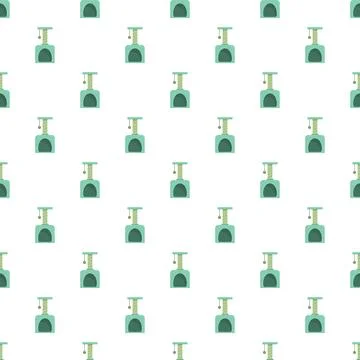 Cat tree scratching post seamless pattern background Stock Illustration