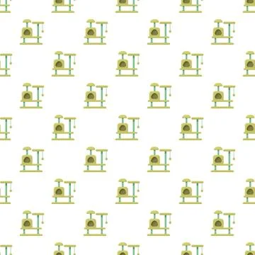 Cat tree scratching post seamless pattern background Stock Illustration
