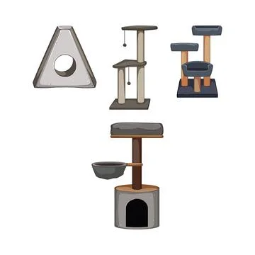 Cat tree scratching posts and resting house furniture Stock Illustration