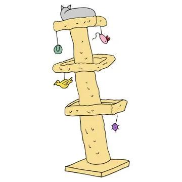 Cat tree with toys Stock Illustration