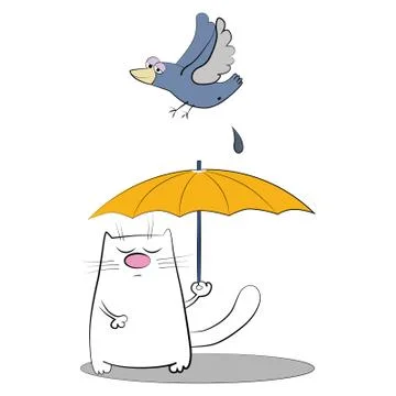 Cat umbrella Stock Illustration