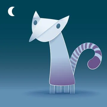 Cat under the moon Ilustración de archivo