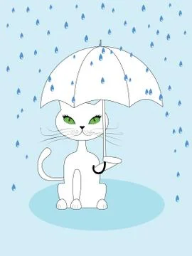 Cat under rain Stock-Illustration