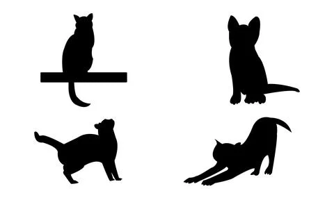Cat Vector And Silhouette Design Collection. Stock Illustration