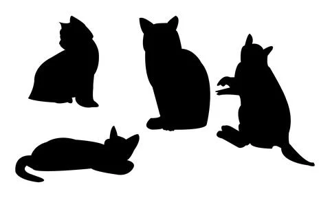 Cat Vector And Silhouette Design Collection. Stock Illustration