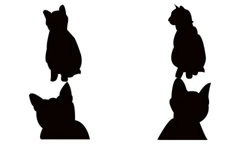 Cat Vector And Silhouette Design Collection. Stock Illustration