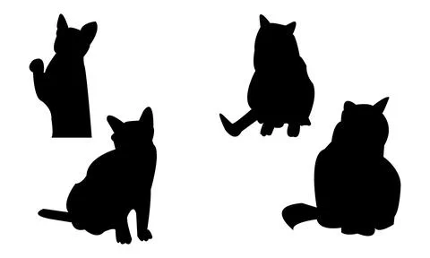Cat Vector And Silhouette Design Collection. Stock Illustration