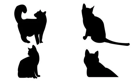 Cat Vector And Silhouette Design Collection. Stock Illustration