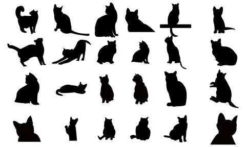 Cat Vector And Silhouette Design Collection. Stock Illustration