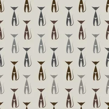 Cat vector art background design for fabric and decor. Seamless pattern Stock Illustration