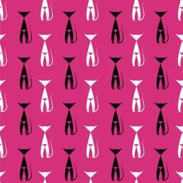 Cat vector art background design for fabric and decor. Seamless pattern Illustrazione stock