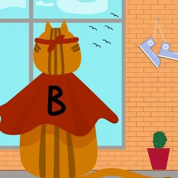 Cat vector art redhead betmen fatty freedom Stock Illustration