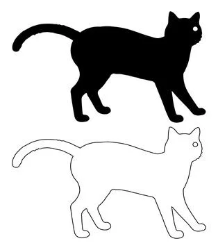 Cat vector, Cat silhouette, Cat outline drawing Illustrazione stock
