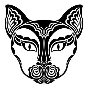 Cat. Vector decorative animal head. Suitable for Halloween celebration. Stock Illustration
