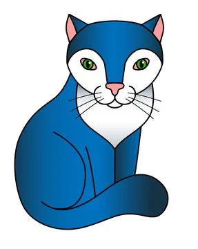 Cat - vector full color picture for childrens prints and books. Sitting kitten. Stock Illustration