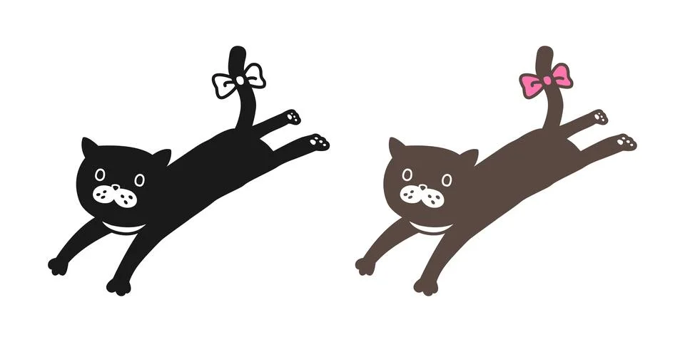 Cat Vector icon logo kitten neko jump doodle cartoon character illustration Stock Illustration