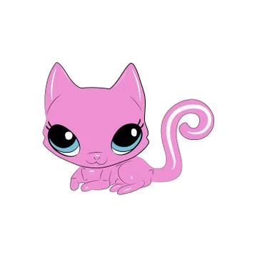 Cat vector illustration. Cute cartoon animal with big eyes. Stock Illustration