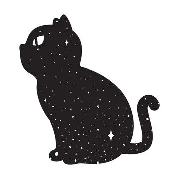 Cat vector logo calico kitten character space night sky illustration icon Stock Illustration
