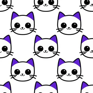 Cat vector pattern with cat faces. Seamless print illustration for children. Illustrazione stock