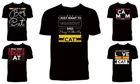 Cat Vector T Shirt Design Bundle Stock Illustration