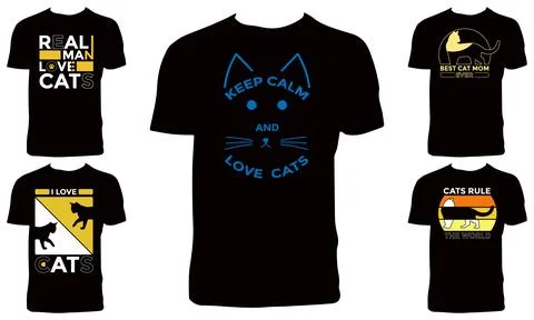 Cat Vector T Shirt Design Bundle Stock Illustration