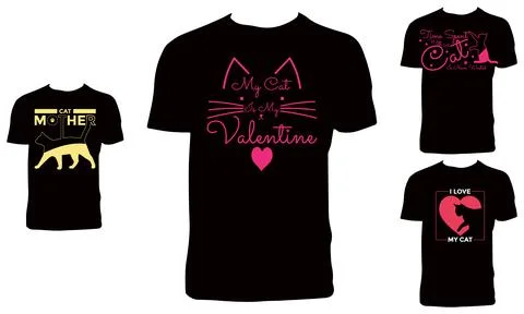 Cat Vector T Shirt Design Bundle Stock Illustration