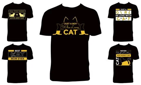 Cat Vector T Shirt Design Bundle Stock Illustration