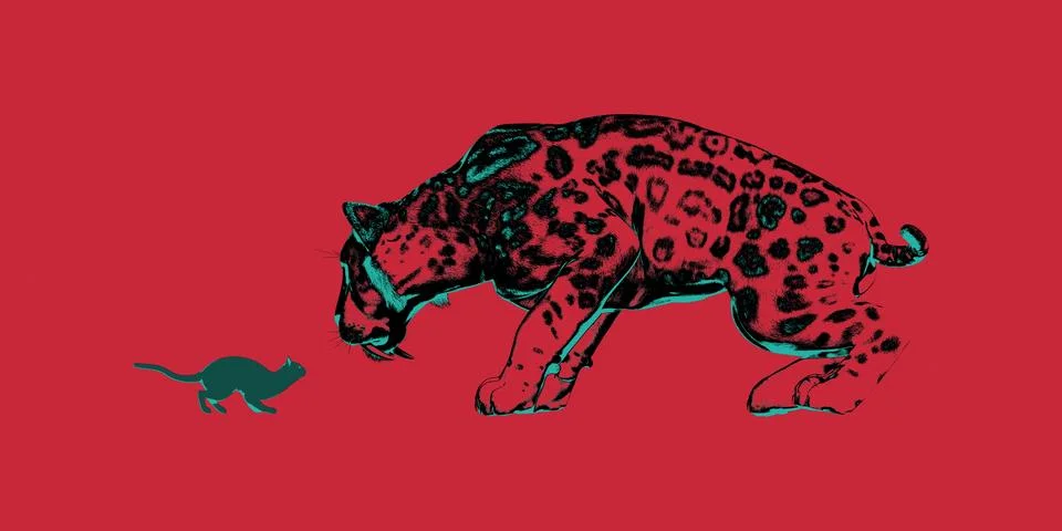 Cat Versus Sabretooth Stock Illustration