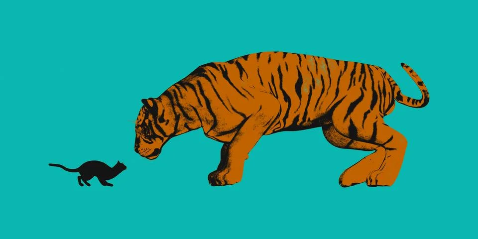 Cat Versus Tiger Stock Illustration