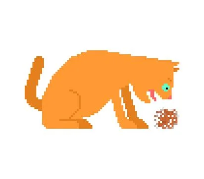 Cat Vomit fur pixel art. cat throws up a piece of fur 8 bit. pixelated Vector Stock Illustration