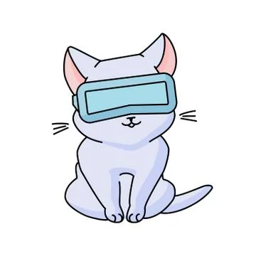 Cat with vr glasses Stock Illustration