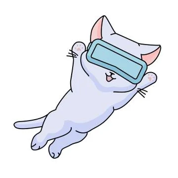 Cat with vr glasses Stock Illustration