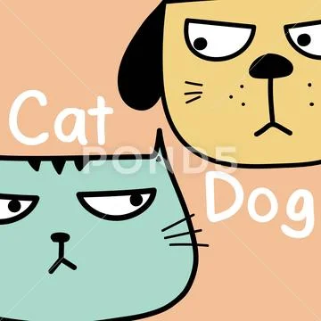 Cat Vs Dog Vector Illustration Background.