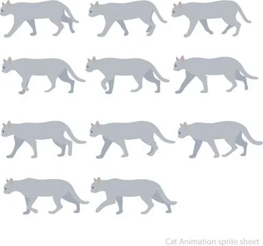 Cat Walk Animation Sprite Sheet Stock Illustration