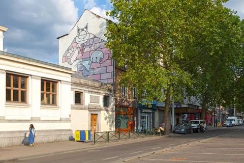 Cat Wall is located Boulevard du Midi in Brussels Stock Photos