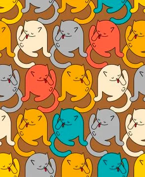 Cat washed pattern seamless. Home pet ornament. Animal texture. Vector illust Illustrazione stock