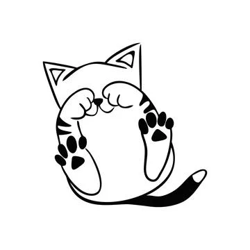Cat washes with a paw Stock Illustration