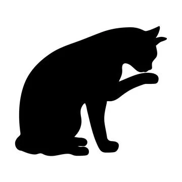 Cat washes silhouette vector illustration Ilustración de archivo