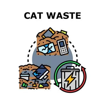 Cat waste collecting and processing for disposal Stock Illustration