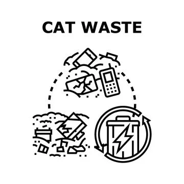 Cat waste collecting and processing for disposal Stock Illustration
