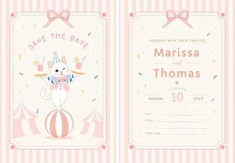 Cat wedding invitation card for cat lovers in fancy theme Stock Illustration