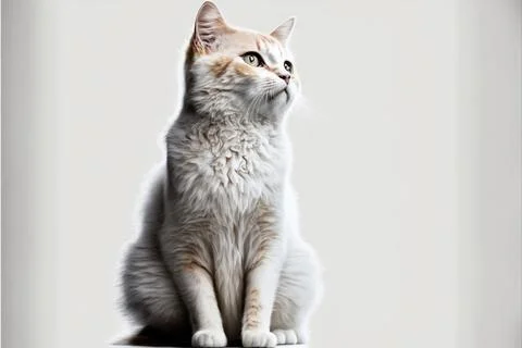 Cat on white background, full body with free space, Made by AI,Artificial i.. Stock Illustration