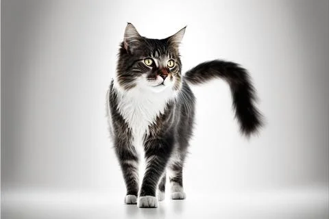 Cat on white background, full body with free space, Made by AI,Artificial i.. Stock Illustration