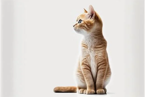 Cat on white background, full body with free space, Made by AI,Artificial i.. Stock Illustration