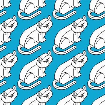 Cat white Isometrics pattern. Home pet 3d background. Vector illustration Stock Illustration
