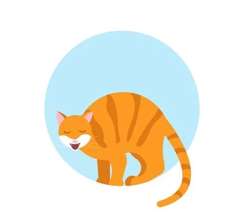 The cat on the windowsill look out of the window, arched his back and hisses. Stock Illustration